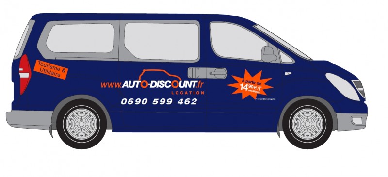 Location voitures Guadeloupe H1 9pl Boîte Auto (Publicitaire)